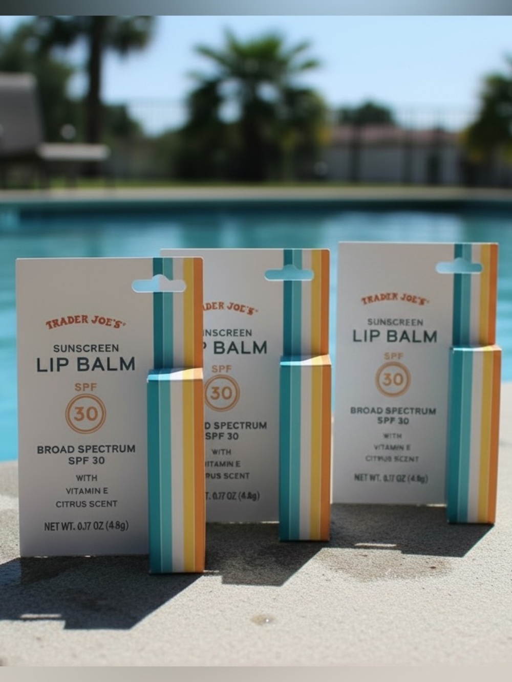 Trader Joe's Sunscreen Lip Balm SPF 30 Citrus Scent - Set of 3